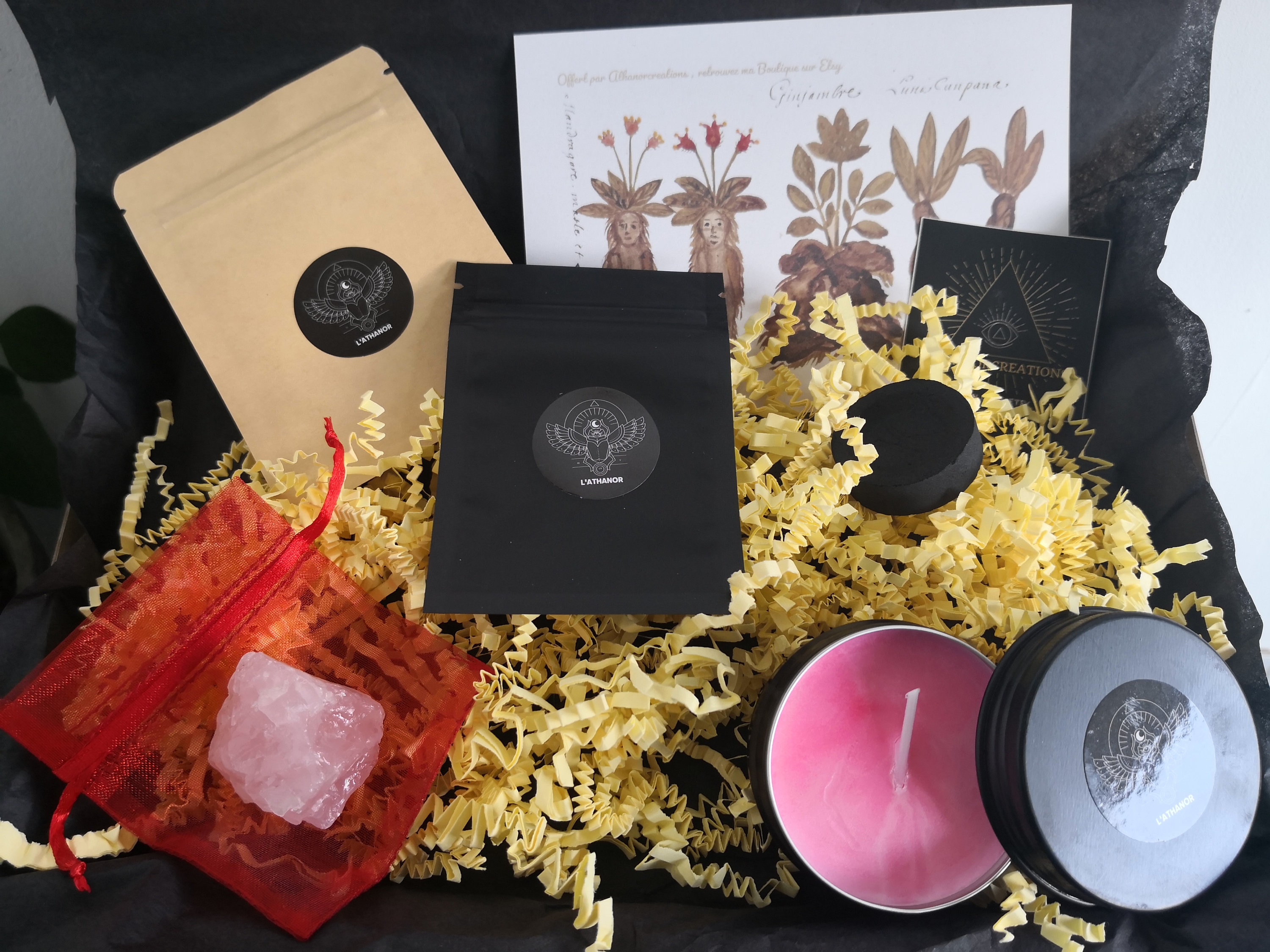 Box Kit Magie Sorcière Amour de Soi Herbes Pierre Encens Bougie Cadeau