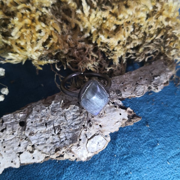 Bague Labradorite Bleue gemme pierre naturelle semi-précieuse cuivre reglable