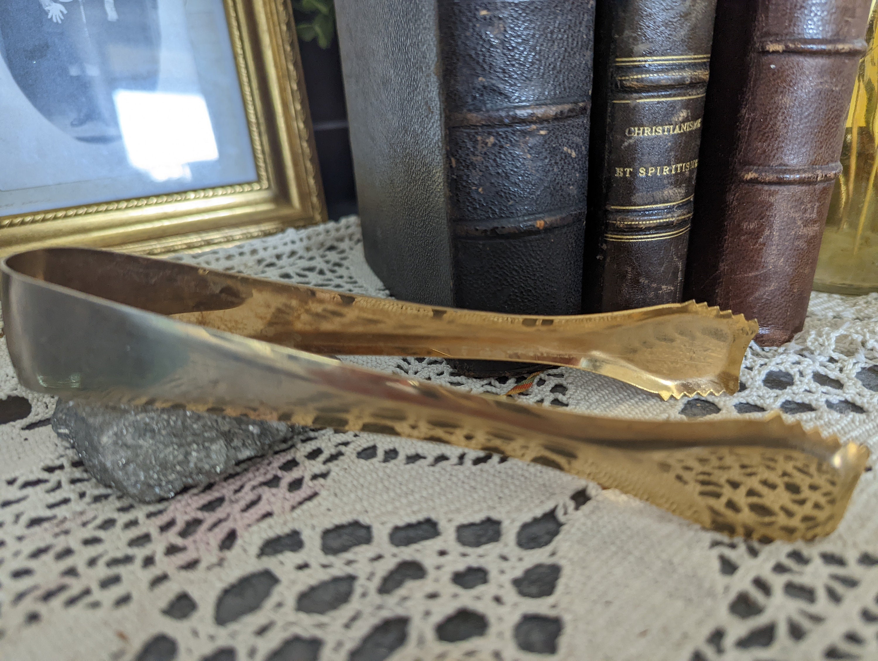 Charcoal tongs pagan altar incense witch decoration witchcraft witch vintage golden