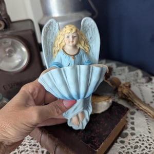 Ancient french wood glass holy water font