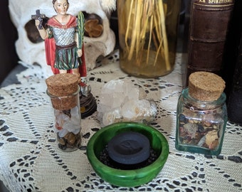 Kit de incensário de altar, incenso verde e 10 frascos de carvão, wicca, bruxaria, paganismo, feitiço mágico, ritual, altar, capuz, suprimento mágico