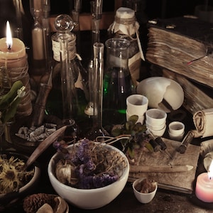 Box kit magic witch herbs stones palo santo candle incense