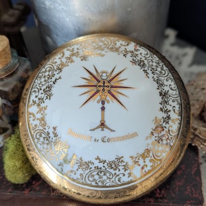 Bonbonnière vide poche communion ancienne Limoges  vintage france