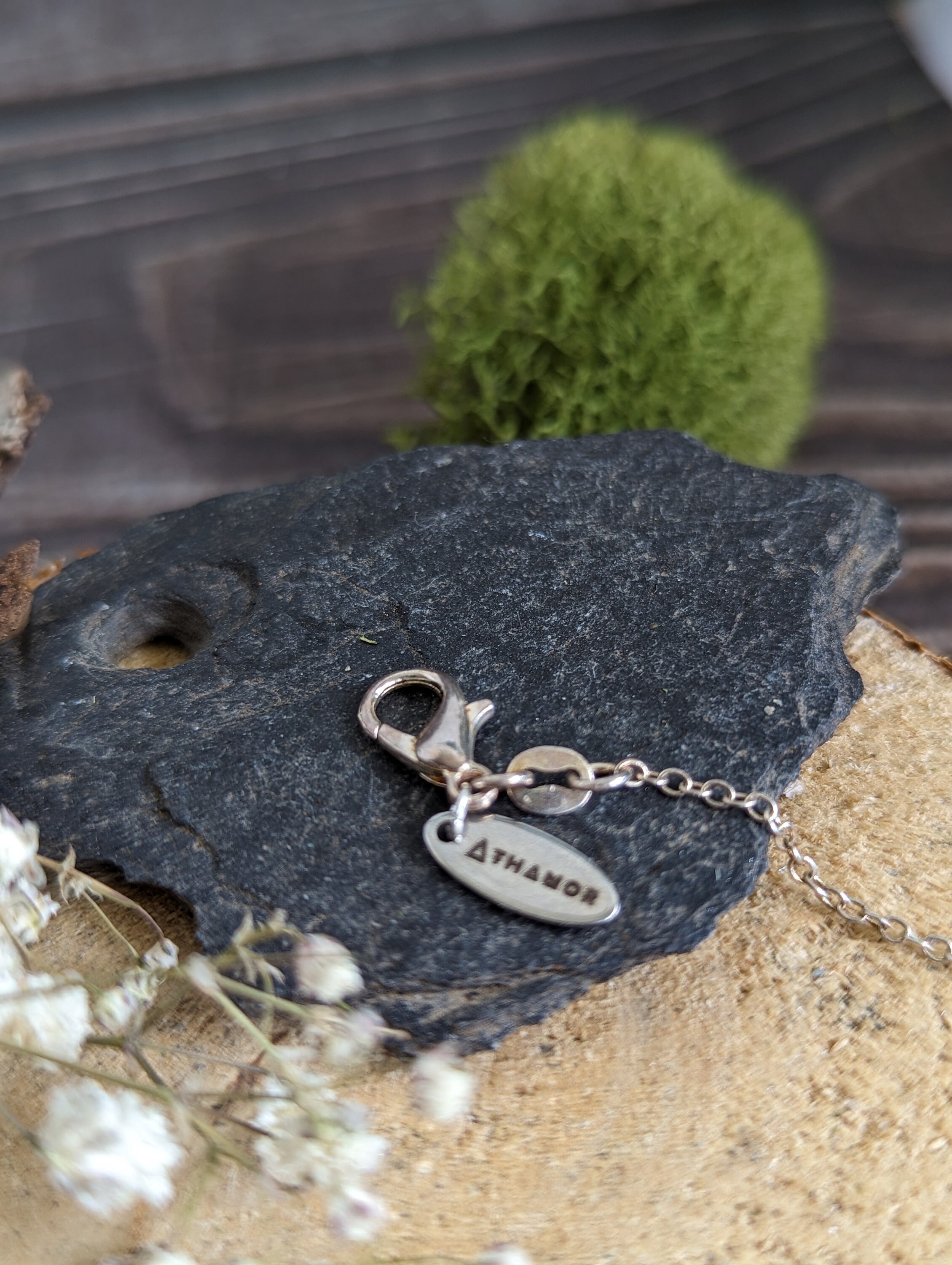 Collier Pendentif Seraphinite - Pierre Verte Emeraude - Argent Sterling 70cm