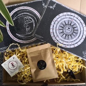 Kit pack witch radionic dowsing board pendulum incense plant
