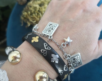 Bracelet Tarot Stars Charms Adjustable Silver Witch Jewel