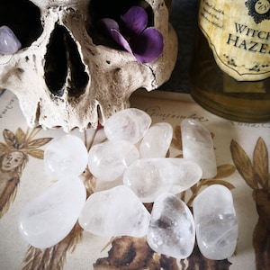 Tumbled stone polished rock crystal lithotherapy mineral crystals curiosity cabinet collection
