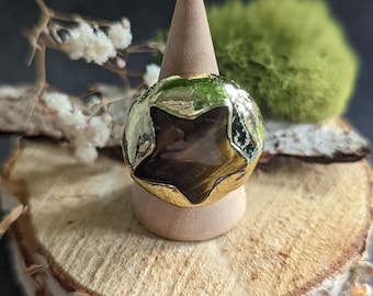 Women's adjustable golden tiger's eye ring, adjustable stone ring, women's cabochon ring, tiger's eye, women's ring