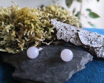 Rosenquarz-Chip-Ohrringe aus echtem Stein, Lithotherapie