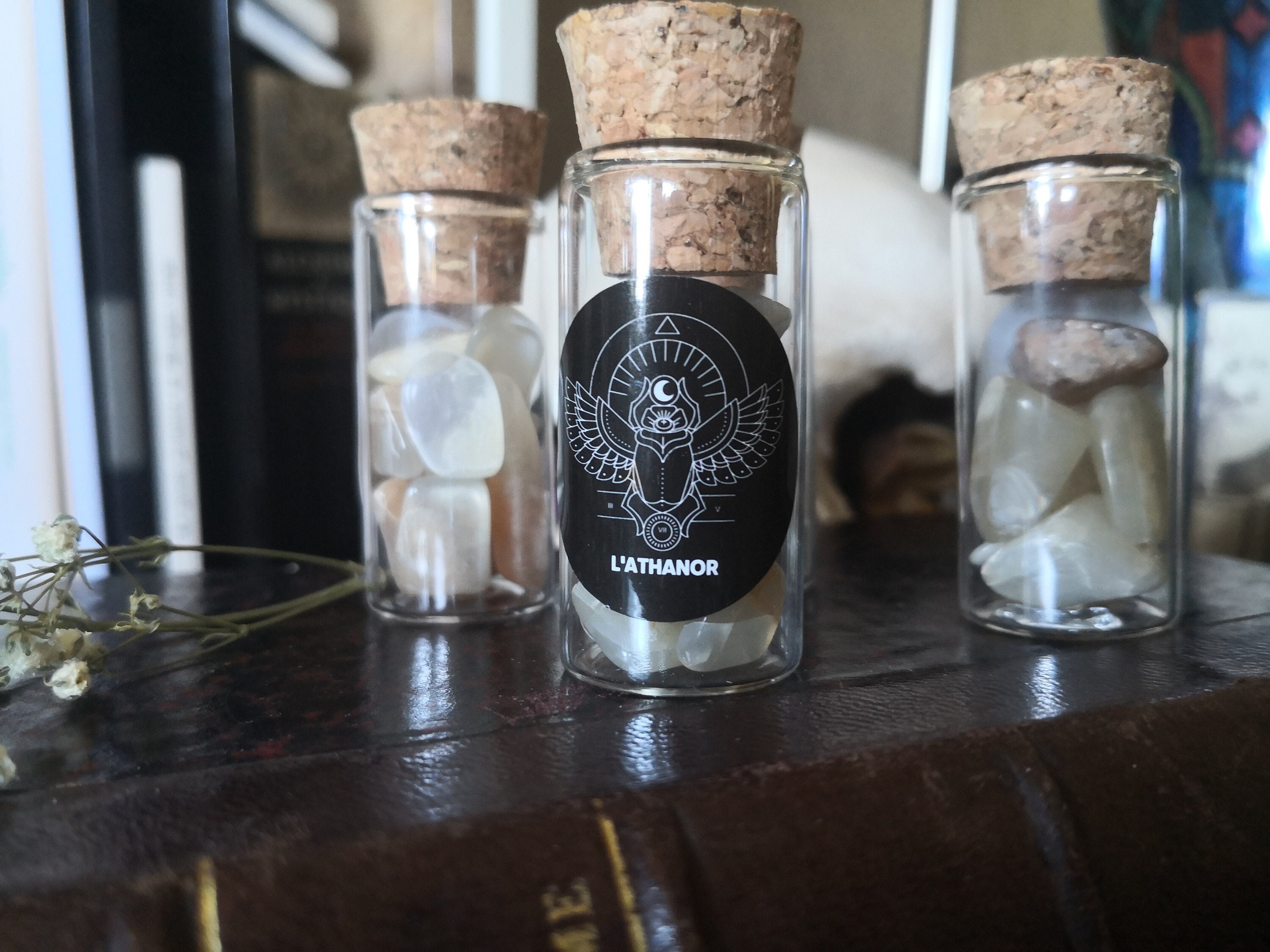 Fiole Minéraux Pierre Lune Apothicaire Sortilège