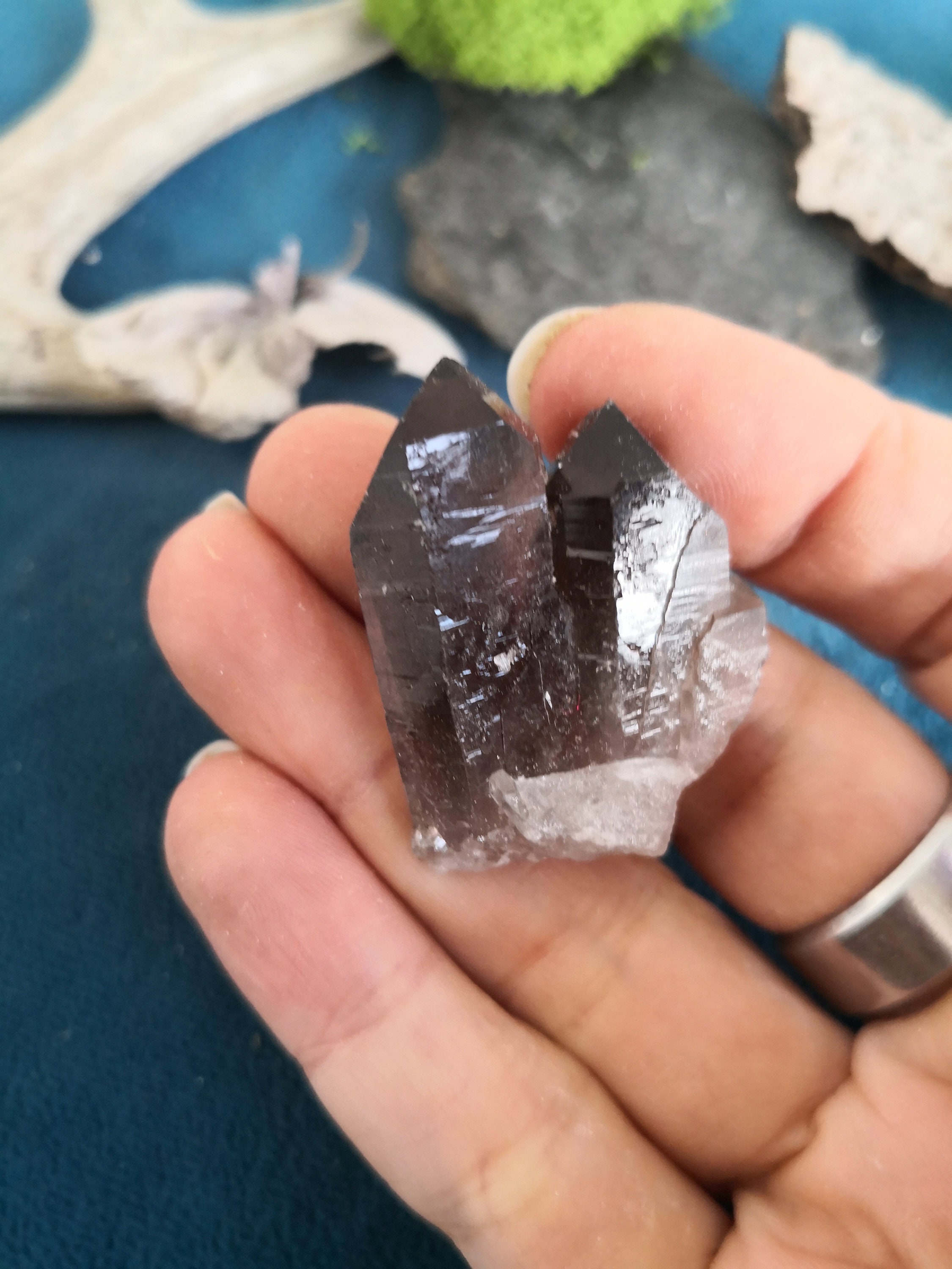 Pointes Jumelles Quartz Fumé Cristal Brésil Soin Lithothérapie Semi Précieuse Collection