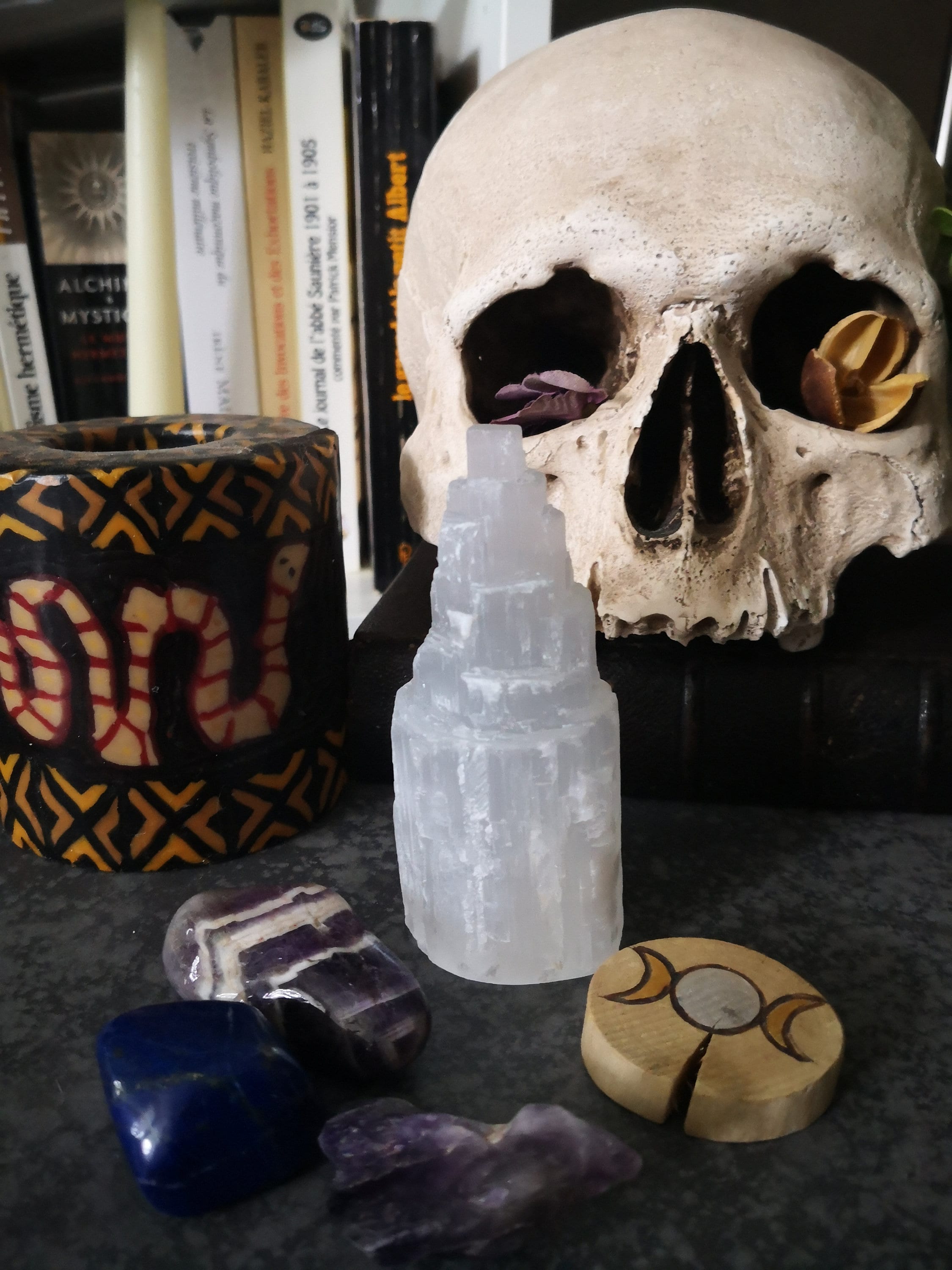 Sélénite Tour 10 cm Nettoyage Aura Pierre Naturelle Maroc