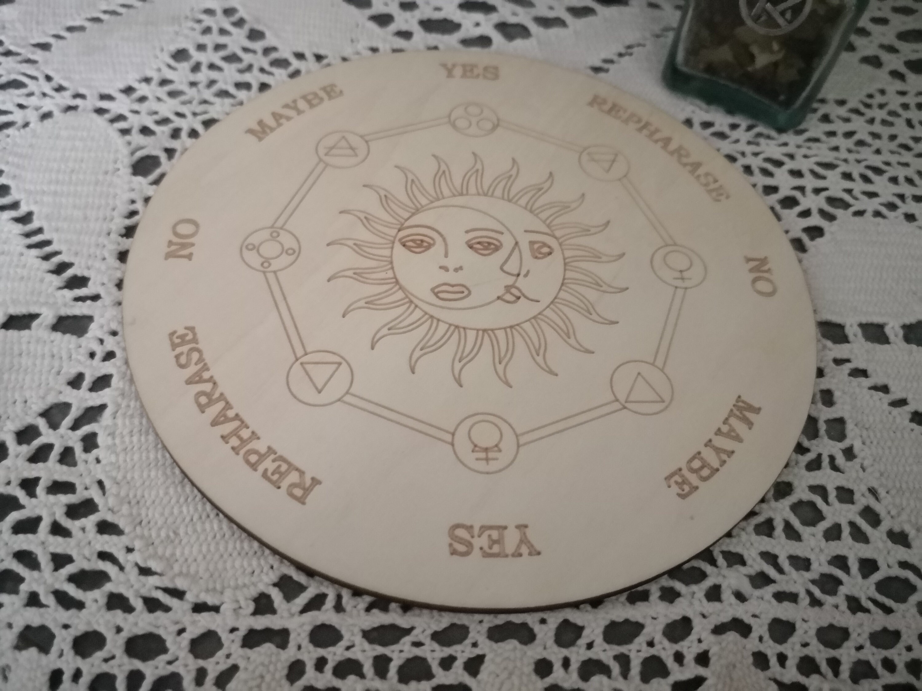 Planche Divinatoire Pendule Radiesthésie Bois Brut Alchimie