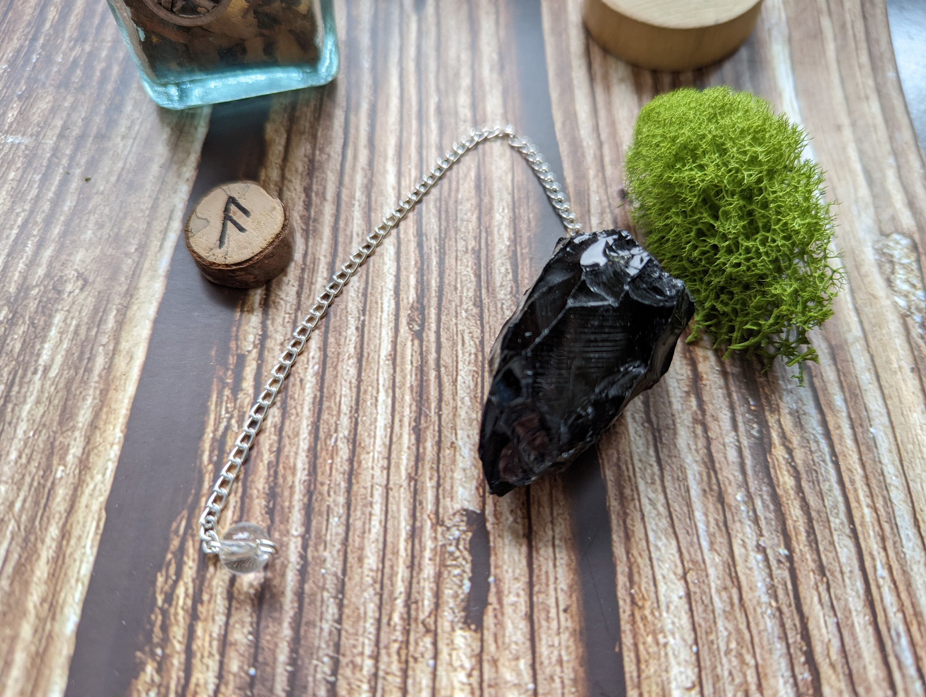 Pendule Obsidienne Brut Pointe Cristal Pierre Divination Radiesthésie