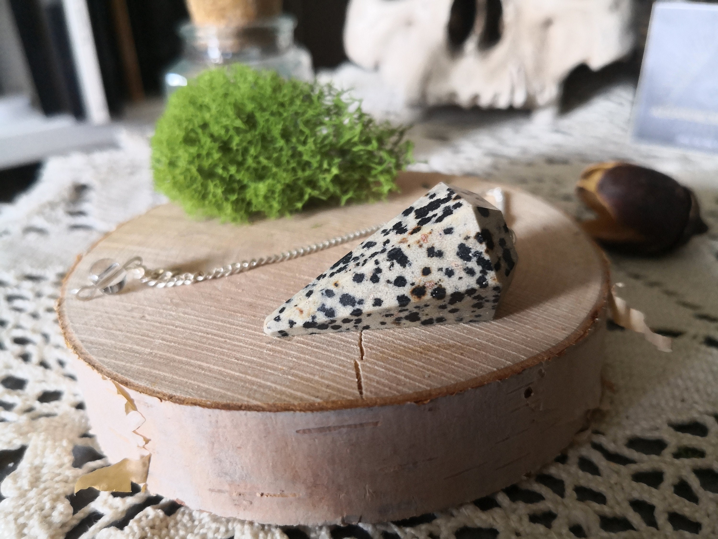 Pendule Divination Jaspe Dalmatien