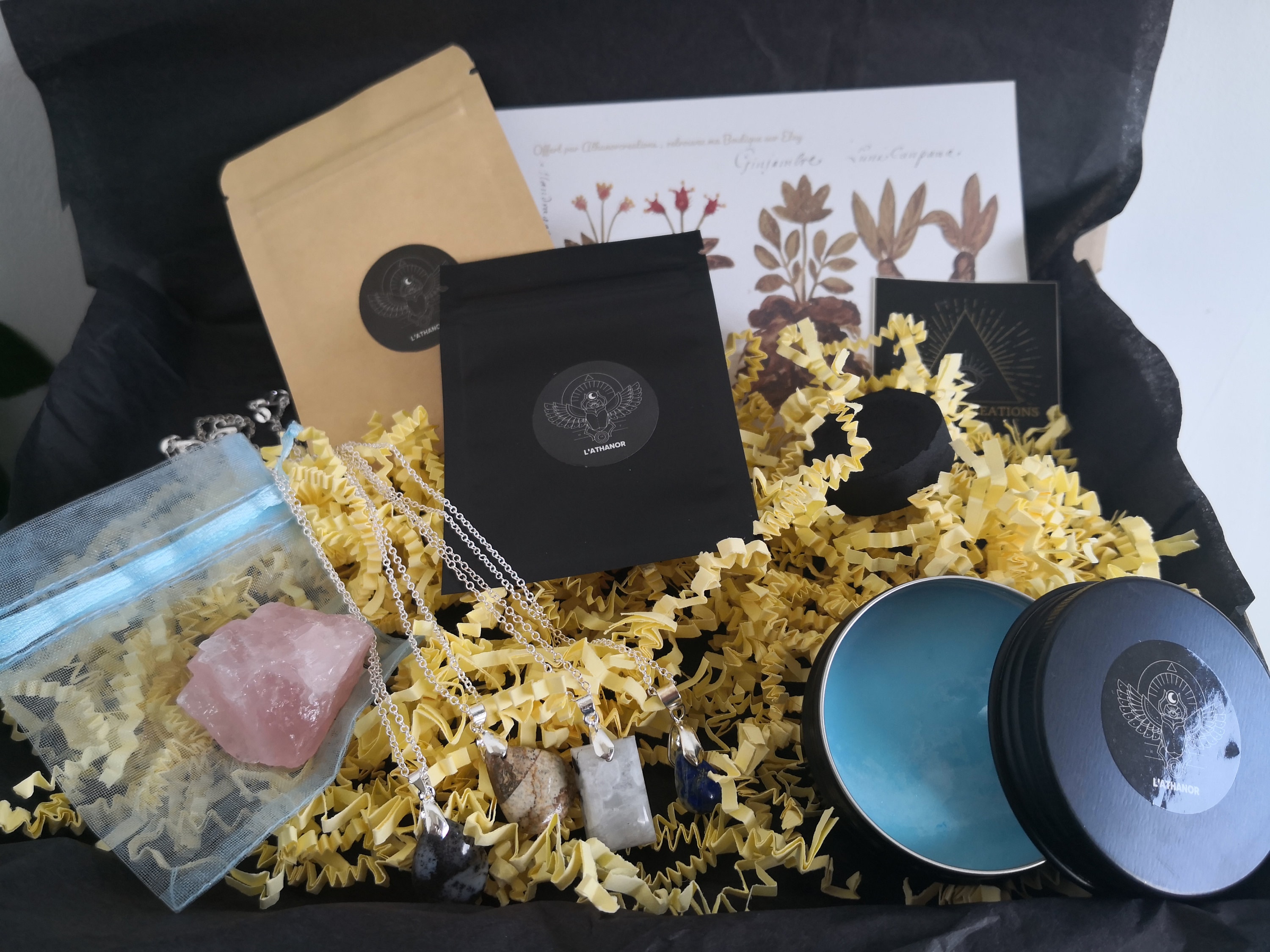 Box Kit Magie Sorcière Bonne Nuit Herbes Pierre Encens Bougie Cadeau
