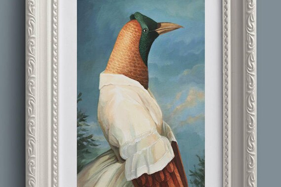 original painting valentine gift small painting Valentine Bird Painting No mini painting bird painting original art bird 5