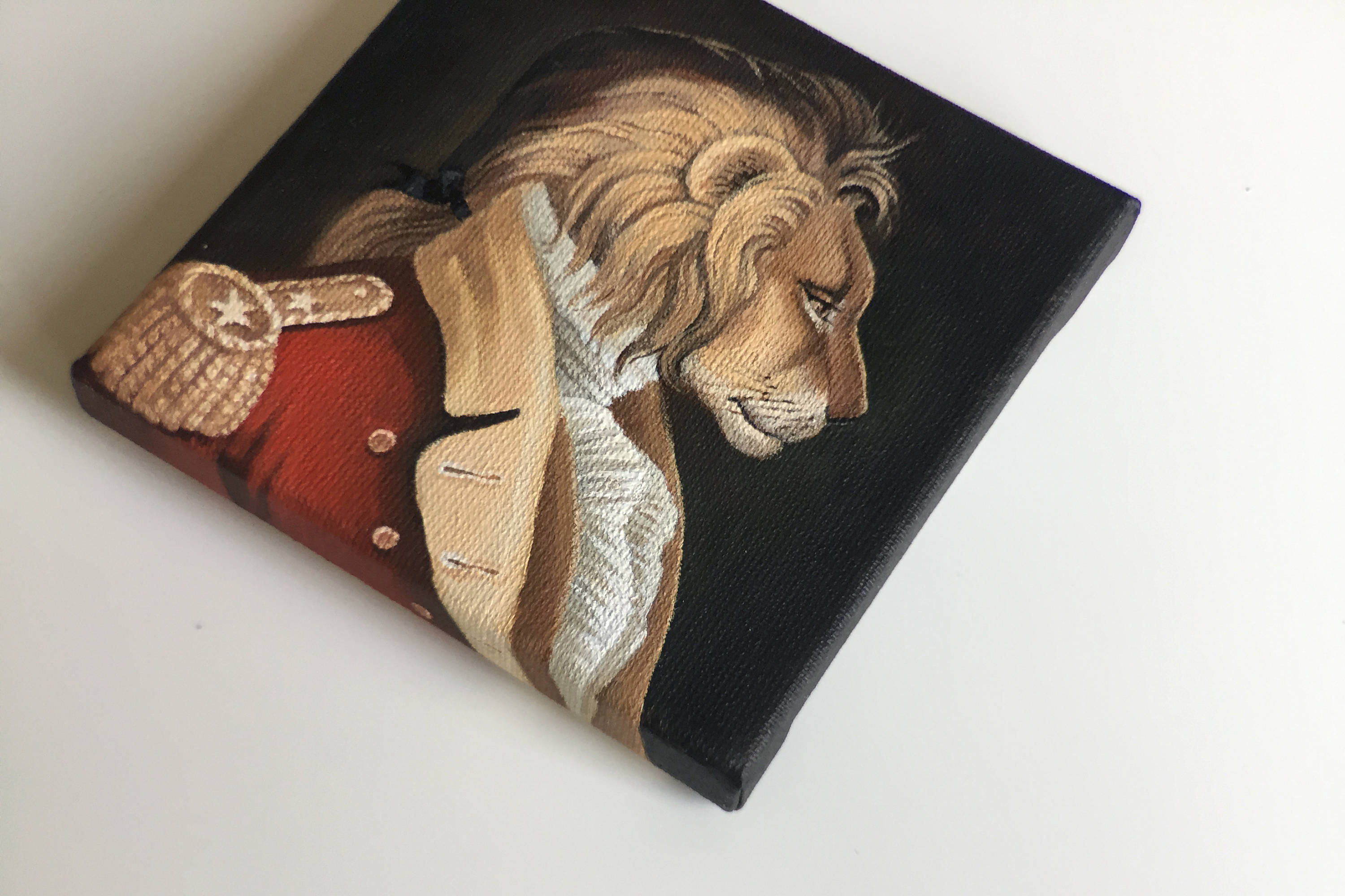 Miniature animal print original painting Lion artwork | Etsy