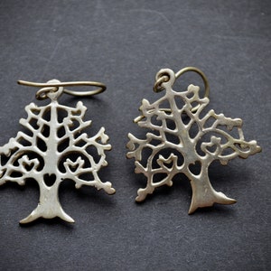 Tree Earrings, Small Dangle Earring ,Charm Brass Earrings, Boho Tribal Jewelry, Silver Tree Earring, Gift  for Girl , Mascot Jewellery