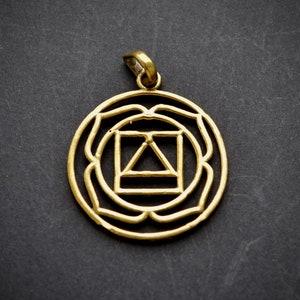 Gold Сhakra Pendant Sacred Geometry Jewelry Mandala Brass Necklace