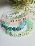 Personalised Childrens Beaded Bracelet, Class teacher gift, Customised kids birthday party & wedding favour, Student Name, Birthday present