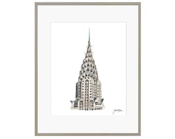 Chrysler Building Watercolor Print - New York City - Architecture-NYC - Manhattan Skyscraper Watercolor- New York - Detailed Art Print - Art