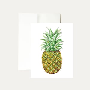 Ananas Aquarell Grußkarte - Beach Painting - Tropisch - Strandspaß - Hawaii - Gastfreundschaft- Sommer-Botanik-Florida- Kunst - Briefpapier