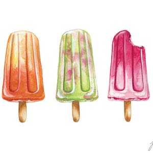 Popsicle Watercolor - Ice Cream Watercolor - Beach Painting - Tropical - Dessert - Beach Fun - Art Print - Sweets - Food Illustration - Art