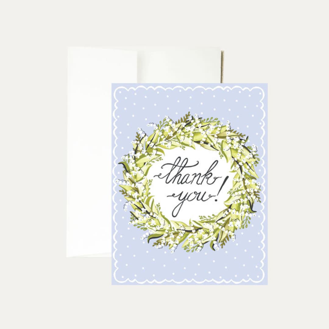 Thank You Watercolor Greeting Card - Calligraphy - Floral Wreath ...
