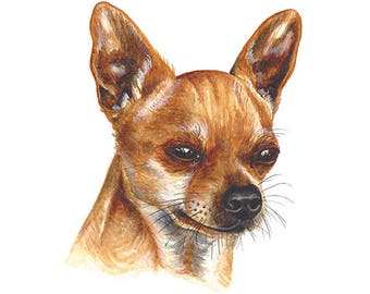Chihuahua aquarel schilderij - Chihuahua Puppy Print - hond kunst - realistische dierlijke kunst - hond Art Print - hond portret - cadeau - huisdier kunst - schattig