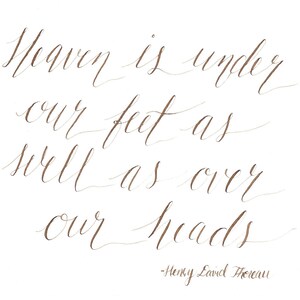 ORIGINAL Calligraphy Quote - Modern Calligraphy - Henry David Thoreau - Brown Walnut Ink - Art - Quote Sign