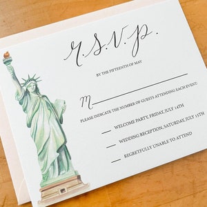 New York City Wedding Stationery - Statue of Liberty Watercolor Wedding Invite - New York Skyline Wedding Invitation - NYC Wedding Artwork