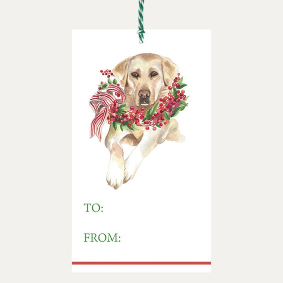 Christmas Gift Tag Lab Gift Tag holiday Gift Tags Christmas Dog Puppy Watercolor Gift Tag cute Festive christmas Gift gift Wrap Etsy Canada