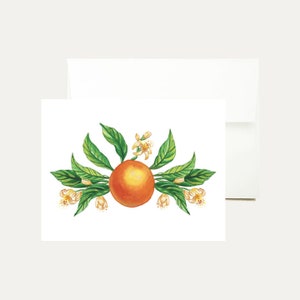 Orange Watercolor Greeting Card- Blossoms - Beach Painting - Tropical - Beach Fun - Florida - Botanical Citrus- Natural - Art - Stationery
