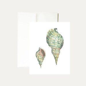 Seashells Tarjeta de felicitación de acuarela - Océano - Pintura de playa - Tropical -Arena -Tarjeta náutica - Diversión en la playa - Florida - Boceto - Arte - Papelería