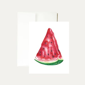 Watermelon Slice Watercolor Greeting Card - Fruta- Pintura de playa- Tropical - Beach Fun - Florida - Rosa - Postre de verano - Arte - Papelería