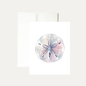 Sand Dollar Aquarell Grußkarte - Meer - StrandMalerei - Muscheln - Sand - Tropisch - Strandspaß - Florida - Skizze - Kunst - Briefpapier