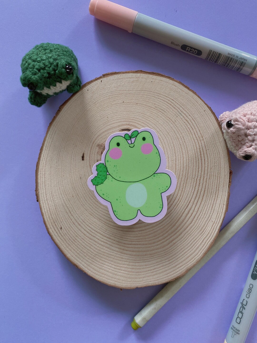 Matcha Frog Pickle Matte Vinyl Sticker, Laptop Water Bottle Decal ...