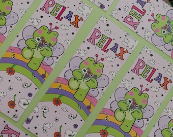 Relax Fairy flower frog bookmark |art print illustration bookmark Gifts for Booklovers Bookworm | Bookmarks for Women