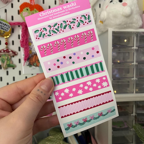 Hoja de pegatinas washi navideñas, diario, cuaderno de bocetos, álbum de recortes, cinta adhesiva de temporada invernal.