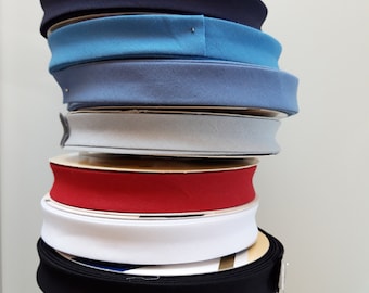 Polyester and cotton bias, 18 mm, in roll of 25 m, different colors