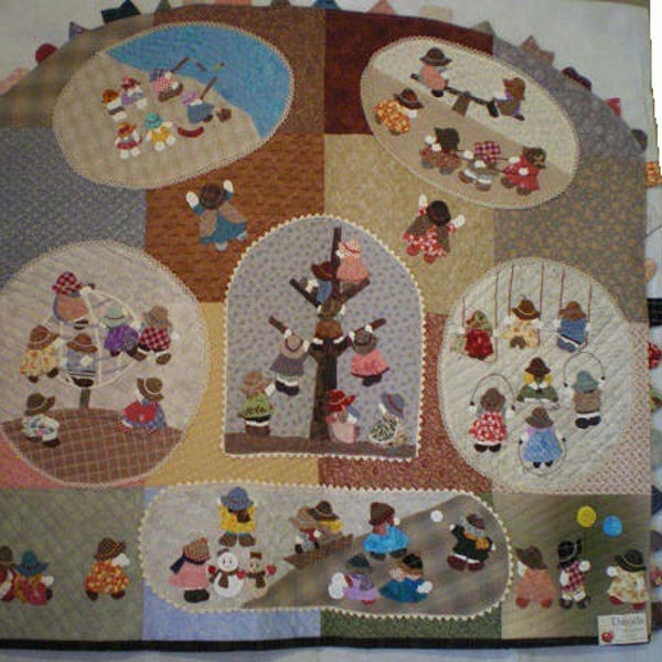 patchwork décoration murale sun bonnets en tissé japonais entièrement fait main, tissus tissé japonais,