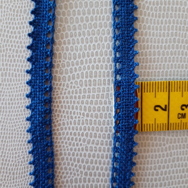 passementerie, petit galon en coton DMC, style dentelle, pour border des napperons ou autres, coloris bleu dur