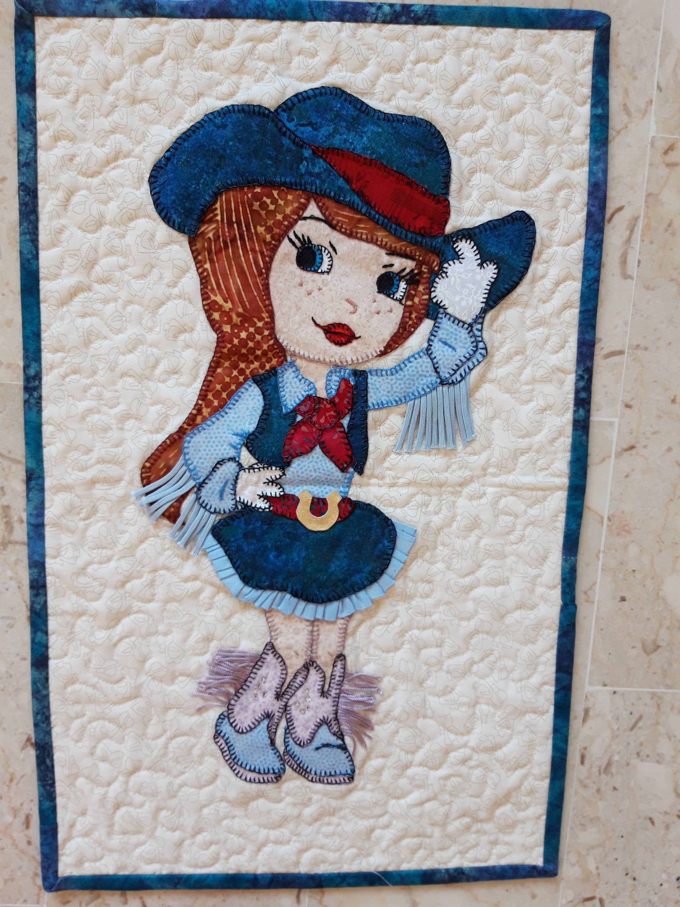 Panneau Patchwork Chambre d'enfant Far-West Fille Fait Main