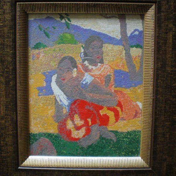 tableau au point compté représentant les tahitiennes de Gauguin