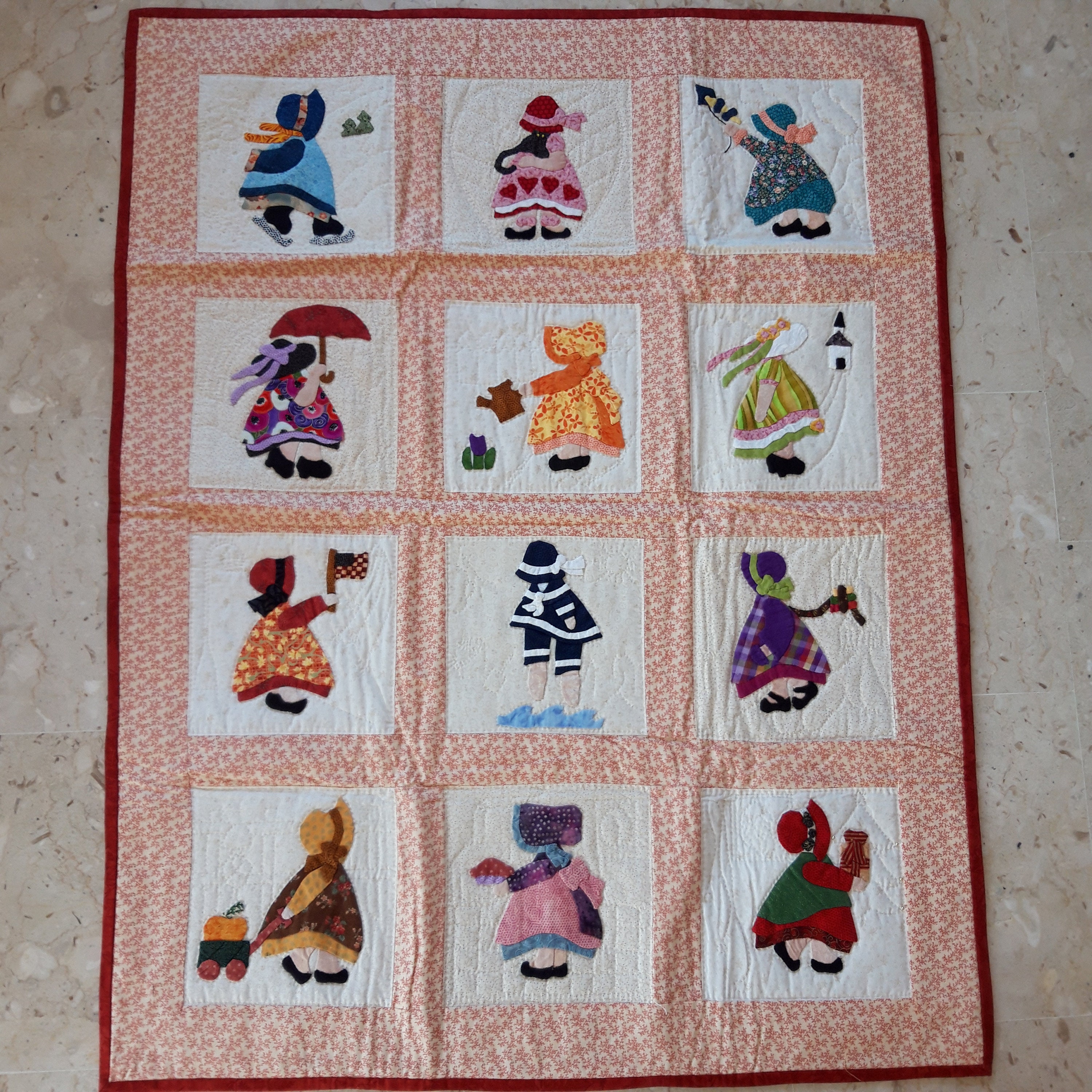 Patchwork calendar Sun Bonnets, handmade, plaid or wall decoration