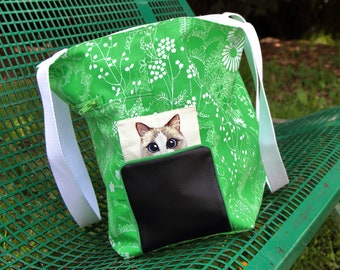 Floral tote bag, tote bag, cat tote bag