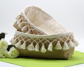 Burlap basket, bathroom basket, country wedding, country table decoration