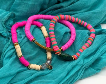 Bracelet heishi, bijou surfeur, cadeau de maîtresse