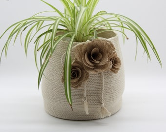 Flowerpot cover, rope storage basket